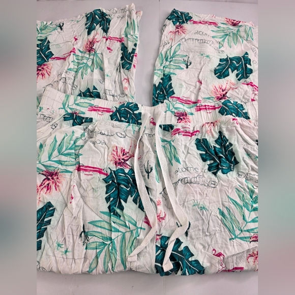 Cacique 26/28 Lounge Pants Tropical Print Wide Leg Rayon 3105- - Picture 6 of 11